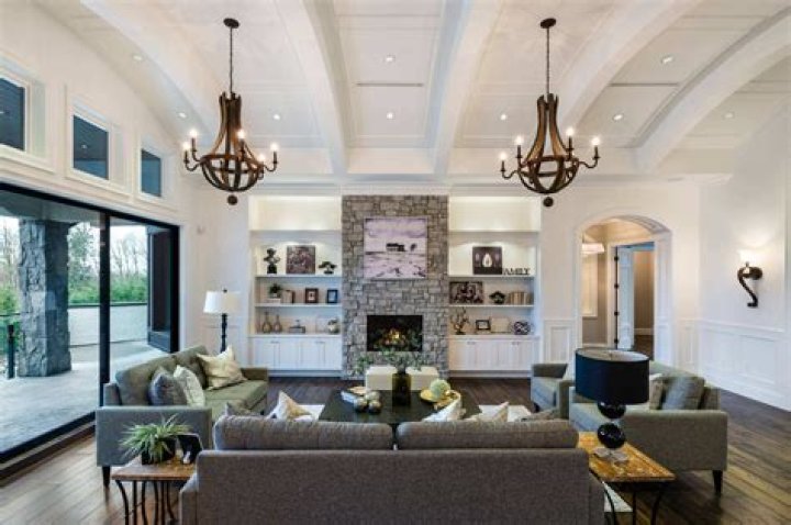 How do you decorate a large living room with a fireplace?