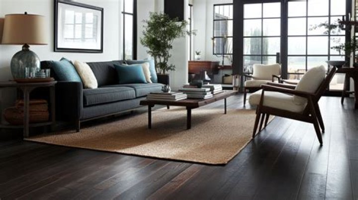 How do you decorate a living room with dark wood floors?