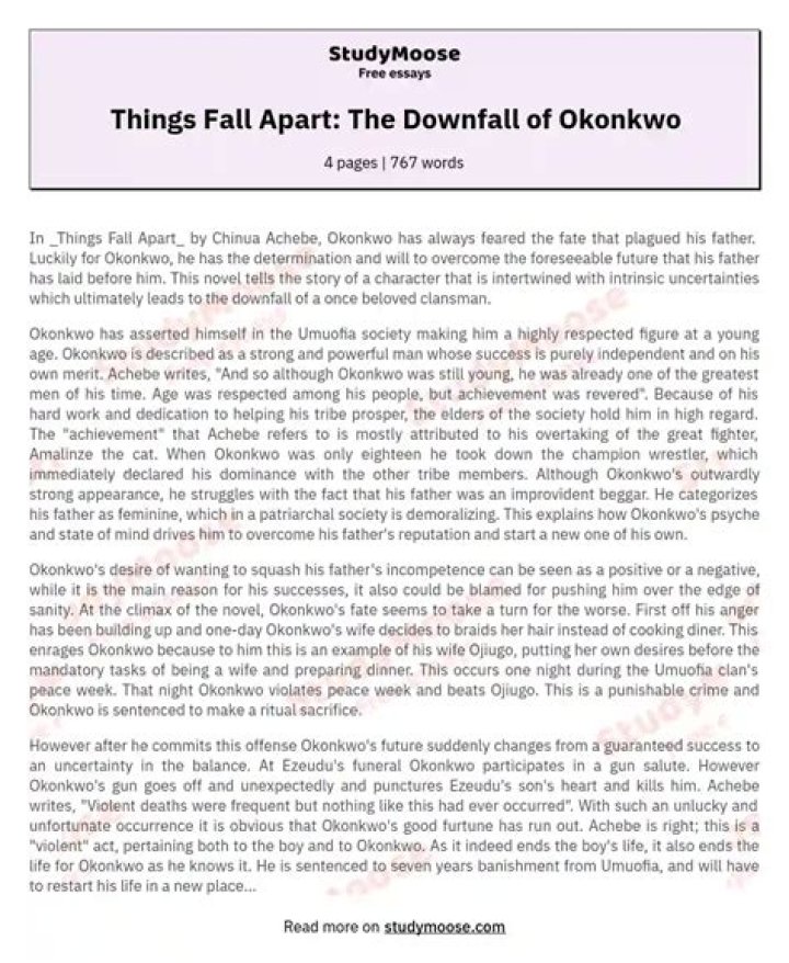 How is Okonkwo described in things fall apart?