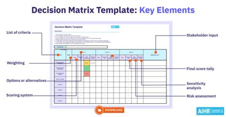 What is the best definition of the decision making matrix?