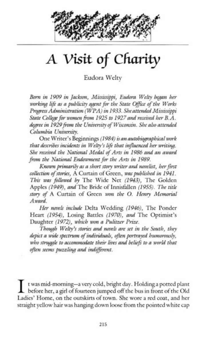 Who wrote a visit of charity?